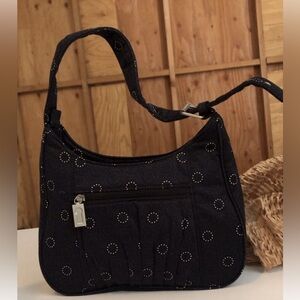 Black White Brown Polka Dot Circles Hobo Shoulder Bag Adjustable Strap Y2K Retro